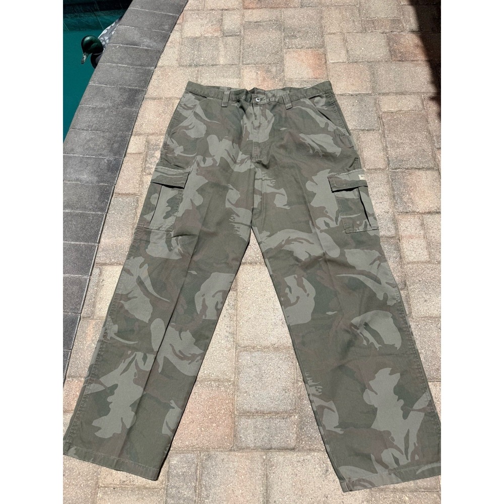 Wrangler Hero Cargo Pants Men's 40x32 Gray Camo Relaxed Fit Cotton Military NWT - Picture 2 of 5
